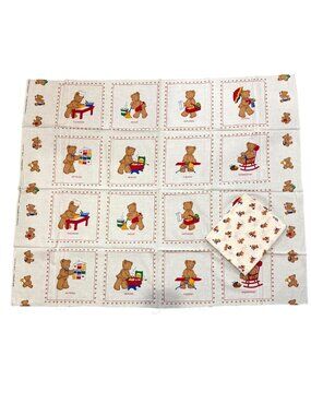 Vintage VIP Teddy Bears A Bearable Week Fabric Panel My Week Sewing Craft Cotton